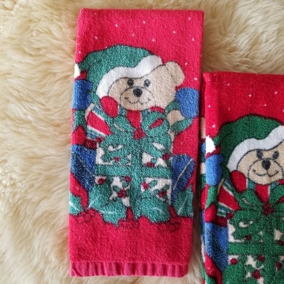 Vintage Holiday Teddy Bear Christmas Hand Wash Towels - Picture 7 of 9